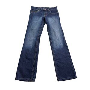 Oliveo Womens Handmade Jeans Straight Leg Dark Wash Sandblasted Blue Waist 27 in